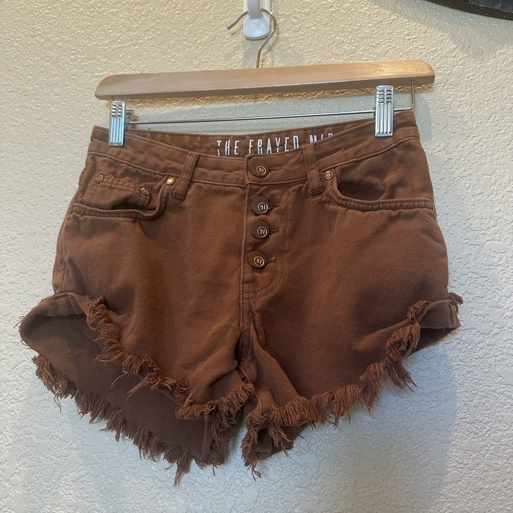 Cotton: On The Frayed Mid Rise Brown Cut Off shorts Women's Size 2